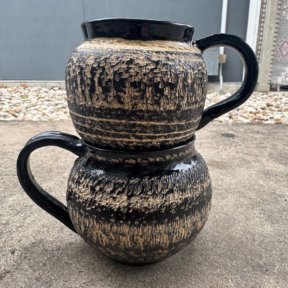 Vintage Handmade Ceramic Mugs SET OF 2